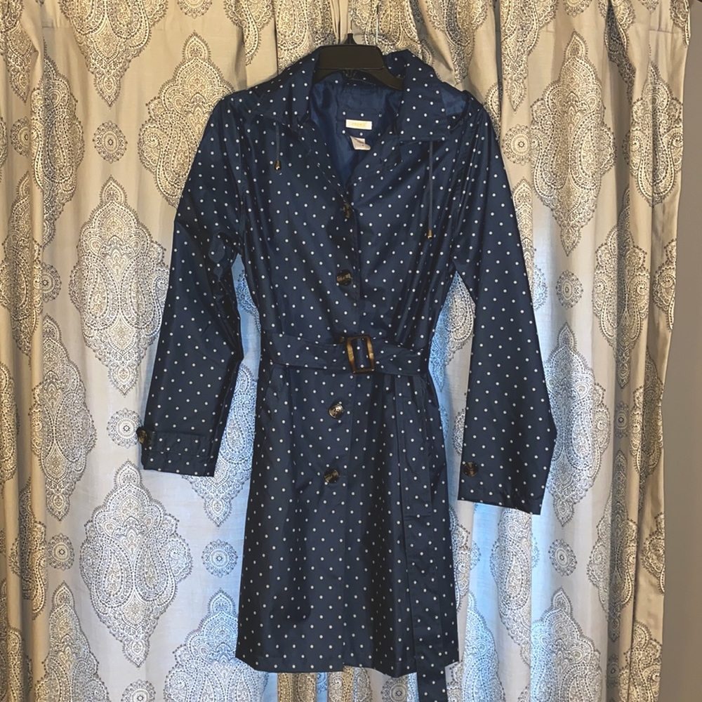 Navy polka dot CAPELLI raincoat